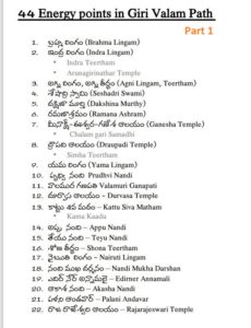 Arunachalam giri Pradakshina 44 Points